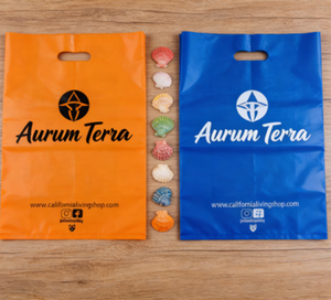 Sac à poignée découpée personnalisé avec logo rose, boutique, cadeaux, tailles en stock, sac de transport réutilisable, sac de shopping en plastique pliable* - Product Image 5