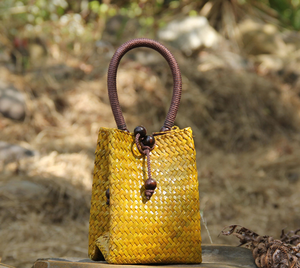 Retro delle donne del sacchetto di <span class=keywords><strong>mano</strong></span> della borsa di paglia di colore per il tempo libero borsa da viaggio borsa da spiaggia rattan sacchetto tessuto - Product Image 5