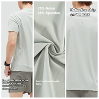 T-shirt personnalisé pour homme en nylon tissé imprimé, à séchage rapide, à manches courtes, col rond, haute élasticité, respirant, pour la course et l'entraînement estival