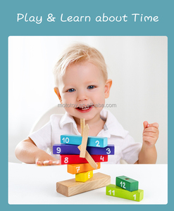 Giocattoli educativi Montessori che imparano per i bambini giocattoli per l'apprendimento della prima infanzia orologio blocchi di costruzione con colori e numero - Product Image 4