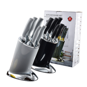 Ensemble de 6 couteaux de cuisine avec bloc à couteaux noir brillant, acier inoxydable de qualité supérieure, manches antidérapants, couteaux pour un usage quotidien en cuisine - Product Image 2