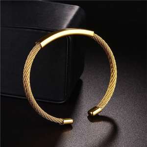 2023 Bracelets sans ternissement câble métallique en acier inoxydable <span class=keywords><strong>Bracelet</strong></span> ouvert <span class=keywords><strong>Bracelet</strong></span> de manchette personnalisé de haute qualité pour femmes hommes - Product Image 4