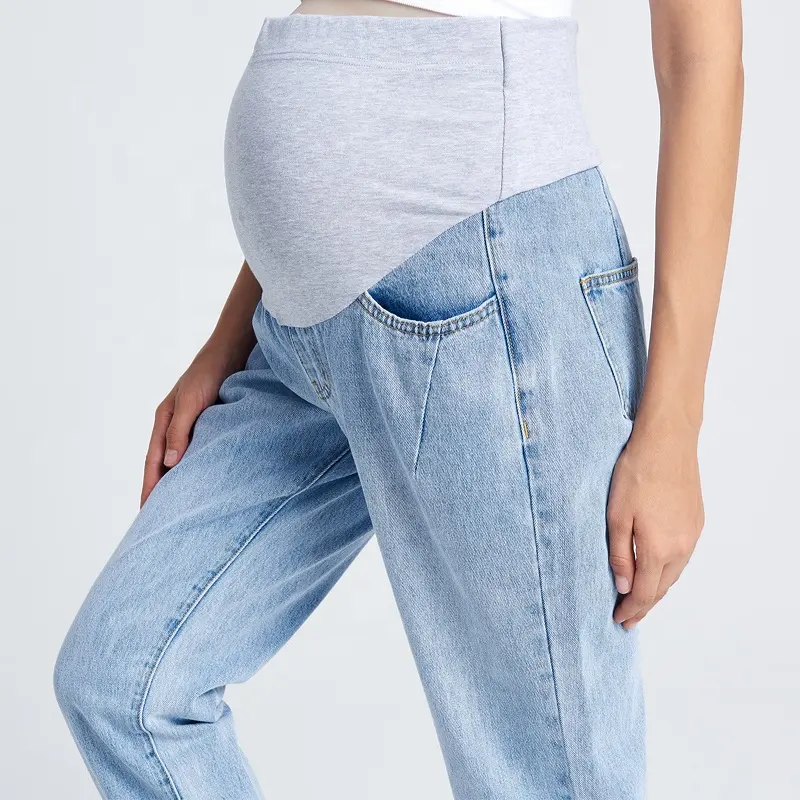 Pantalones Premama Cortos mamá Vaqueros Shorts Denim Jeans Suave Elástica para Mujer Embarazada Cintura Alta Cinturon 