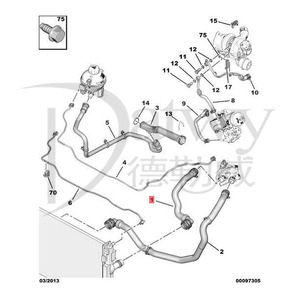 OE 9670813780 30404A R15664 96 <span class=keywords><strong>708</strong></span> 137 80 <span class=keywords><strong>Peugeot</strong></span> 408 2016 (T93) et 308 II 2013 Tuyau d'eau supérieur 1.6T (marque Datwy) - Product Image 6