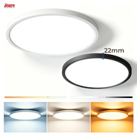 Plafonnier LED intelligent avec télécommande et contrôle par application, sans fil 2.4G, dimmable, ultra-fin, rond, 3 températures de couleur pour chambre à coucher