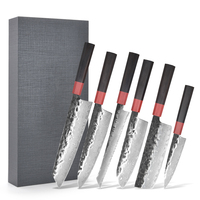 Ensemble de couteaux de chef multifonctionnels de haute qualité en acier inoxydable VG10 noir Damas, 6 pièces, avec manche G10