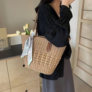 Women's Beach Paper Clutch Purse <strong>Wicker</strong> <strong>Bag</strong> Chains Tassel Zipper Closure Bohemian Vintage Summer Logo Colorful Retro - Product Image 4