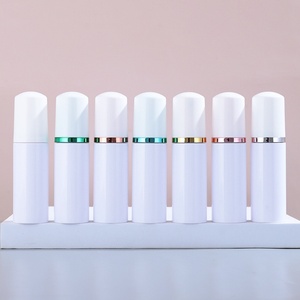 Bouteille en mousse plastique 30ml 40ml 50ml 60ml PET blanche transparente pour nettoyant visage, mousse de savon, flacons pompe avec couvercle doré - Product Image 2