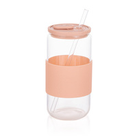 Gobelet sport de 16 oz avec couvercle en silicone et paille, portable pour la maison et les déplacements quotidiens