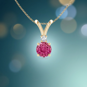 Colgante Solitario de Turmalina Chapado en Rodio de Oro 10K 14K 18K y Plata 925 935 con Engaste de Garra de Diamante, de Moda, para Uso Diario Femenino - Product Image 1