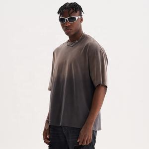 เสื้อยืดผ้าฝ้ายคอตตอนสีจางสำหรับผู้ชายเสื้อยืดลายครอป Boxy ซักได้ทั้งชายและหญิง - Product Image 4