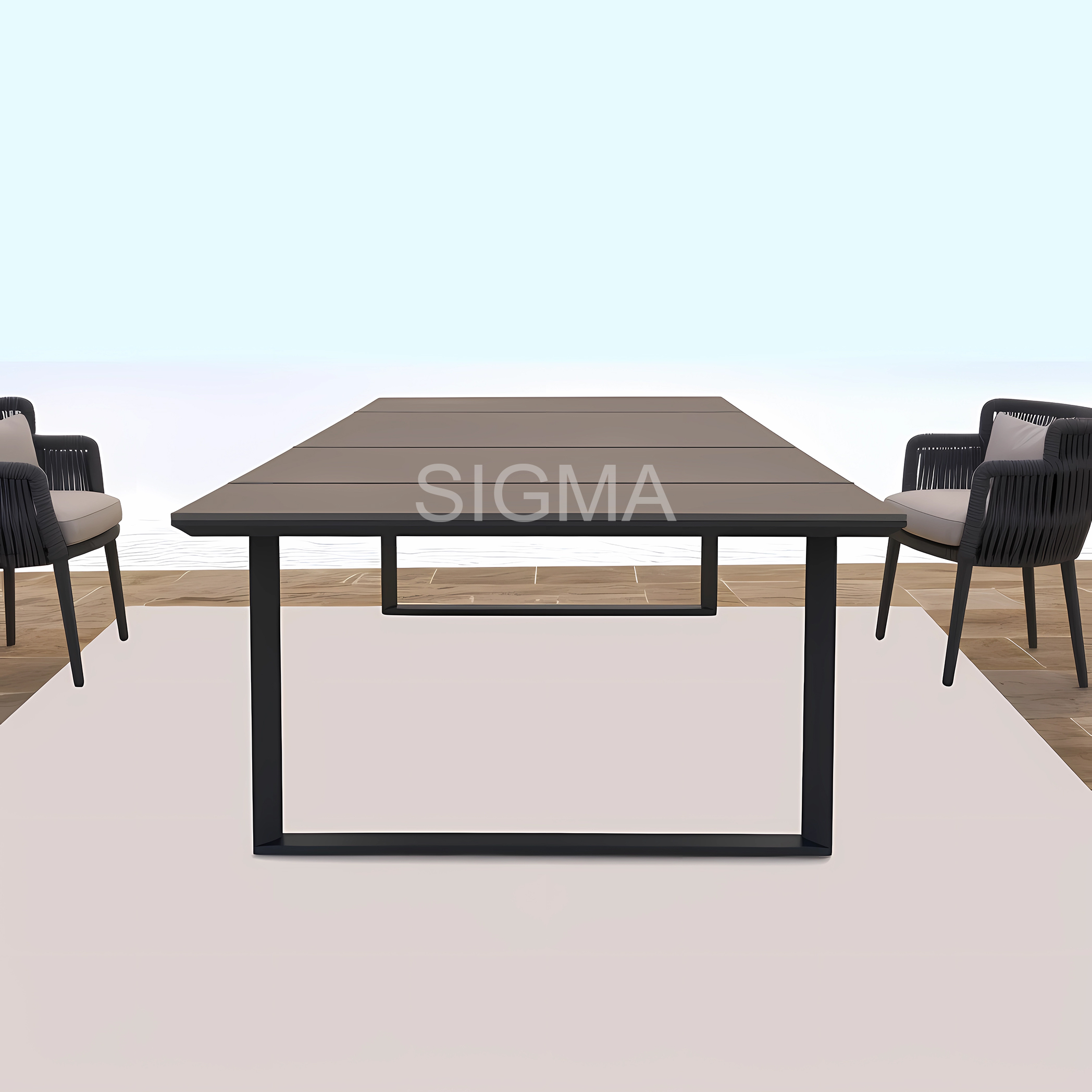 Modern style leisure outdoor furniture patio aluminum rectangular dining tables