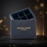 Boîte cadeau de luxe pour chocolats, personnalisable, vide, 6 pièces, avec ruban et logo en feuille d'or