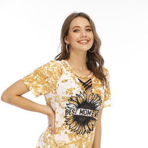 2025 t-shirt oversize in cotone da <span class=keywords><strong>donna</strong></span> di alta qualità 100% lavorato a maglia con stampa di caratteri estivi <span class=keywords><strong>abbigliamento</strong></span> da <span class=keywords><strong>donna</strong></span> - Product Image 4