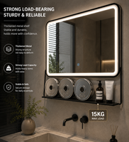 Cermin Kamar Mandi LED Pintar, Anti-Kabut Terpasang di Dinding, Sakelar Sentuh Dapat Diredupkan, Speaker Bluetooth, IP44, CE RoHS, Hotel Rumah