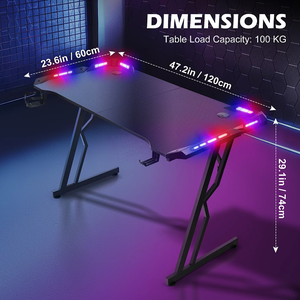 Nouveau design 2026 – Grande lampe LED <span class=keywords><strong>RGB</strong></span> pour e-sport, <span class=keywords><strong>bureau</strong></span>, PC, jeu, course, gamer, table de jeu, <span class=keywords><strong>bureau</strong></span> de jeu LED en forme de Z - Product Image 2