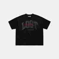 T-shirt Boxy LOST en tissu double couche, coupe courte, style vintage personnalisé, coupe ample et oversize, à vendre