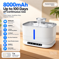 Fontaine à eau automatique rechargeable pour animaux de compagnie en acier inoxydable ABS304, conception sans fil avec séparation eau-électricité, pour chiens et chats, 1200 ml