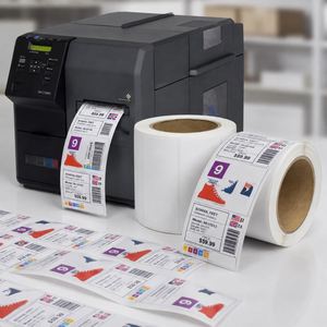 Rollos de Etiquetas Transparentes Brillantes y Mate Personalizadas FX, Resistentes al Agua, 100x100mm, 500 Etiquetas de Vinilo PP para Impresora de Inyección de Tinta - Product Image 1
