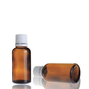 1 oz 30ml Amber Round Essential Oil Glass <b>Bottle</b> With White <b>Plastic</b> Screw Cap - Product Image 6