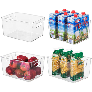 Clear Plastic Storage Organizer Acrylic Closet Kitchen Cabinet Container Bins Stackable Storage Bins for Pantry Refrigerator