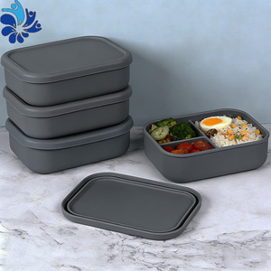 5 <b>Compartment</b> Silicone <b>Lunch</b> <b>Box</b> Microwave Safe Food Grade Rectangle Solid Color For Office Use - Product Image 4