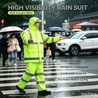 Combinaison de pluie durable, imperméable, respirante, haute visibilité, réfléchissante, pour moto, patrouille routière, sécurité, travail