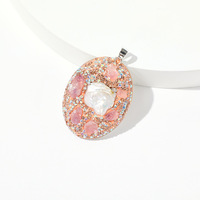 Pendentif ovale en pierre naturelle d'améthyste incrusté de strass, breloques pour la fabrication de bijoux DIY, accessoires pour colliers et boucles d'oreilles