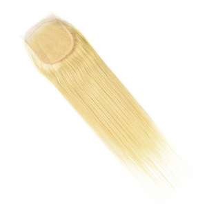 ขายส่งเวียดนาม # ผมแท้ 100% สีบลอนด์แพลตตินั่ม 613 แบบ HD ตรง  พร้อมเชือกผูกผมด้านหน้าแบบ 4x4  ถักด้วยมือ - Product Image 5