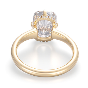 Bague en or 18 carats avec grand diamant de 3 carats, taille coussin allongée, diamant de laboratoire, livraison rapide sur mesure pour femmes. - Product Image 2