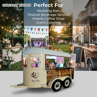Chariot à café élégant de style vintage, chariot à vin et à bière, bar mobile pour événements, remorque de restauration portable