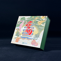 Boîte Cadeau Luxe Traditionnelle pour Gâteaux de Lune, Emballage Magnétique Premium, Estampage à Chaud Or Rouge, Finition Mate Étanche, 6+1 Compartiments