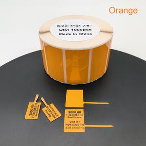 Etiqueta de Joyería de PET Naranja/Amarillo/Azul de 1x1 7/8 Pulgadas, Imprimible, Acabado Brillante, Transferencia Térmica, Etiqueta de Precio para Joyería - Product Image 1
