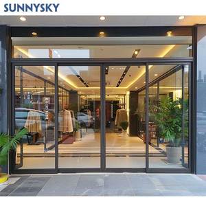 Sunnysky Commercial vitrine de magasin moderne portes coulissantes en verre portes d'entrée en aluminium fibre de verre extérieur grandes portes en verre - Product Image 6