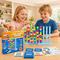Jeu de puzzle d'empilage de anneaux colorés MILI pour enfants avec 50 cartes de défi, jeu de logique éducatif, tour d'empilage, jeu de table pour les enfants de 8 ans et plus