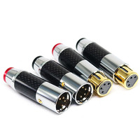 QINCROWN QC-133 Connecteur audio XLR 3 broches de haute qualité, mâle/femelle, pour haut-parleur, en fibre de carbone, rhodium/or