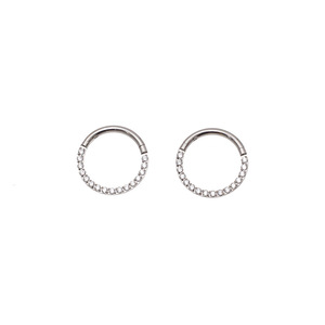 Crystal <b>Piercing</b> Jewelry Round Zircon Hoop <b>Earrings</b> 18K Gold Silver Fashion Trend Minimalist Style Nose Rings For Women - Product Image 5