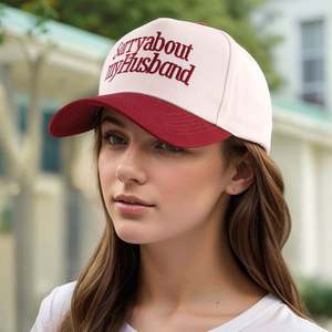 Gorra de Béisbol de Algodón de 5 Paneles en Dos Tonos con Letra 'Sorry My Husband' Bordada, Gorra Curva para el Día de San Valentín - Product Image 2