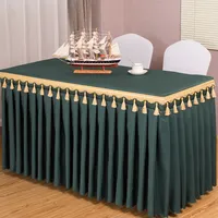Jupe de table de mariage rouge à volants Jane Love, 10 cartons, fournitures tissées OEM d'usine, pour événements et fêtes