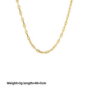 Chaîne à maillons plaquée or véritable, inaltérable, 2 mm, motif croix, polyvalente, pour collier superposé DIY, tendance, ras du cou, unisexe - Product Image 4