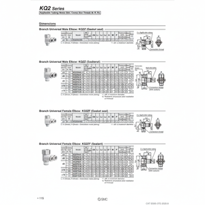 นิวเมติกส์แบบสัมผัสเดียว KQ2Z10-03NS ชิ้นส่วนนิวเมติก SMC - Product Image 1
