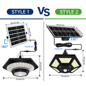 โคมไฟโซลาร์เซลล์แบบแขวนรุ่นใหม่ล่าสุด สำหรับภายนอกและภายในอาคาร 228LED พร้อมเซ็นเซอร์ตรวจจับความเคลื่อนไหว 3 โหมดแสงสว่าง พร้อมรีโมทคอนโทรล - Product Image 4