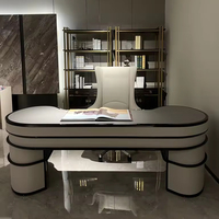 Table d'ordinateur en cuir PU haut de gamme de luxe italien, design inspiré de Wall Street, pour bureau à domicile, bureau de président, villa, bureau Morandi