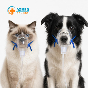 Mascarilla de Oxígeno <span class=keywords><strong>Veterinaria</strong></span> Yulin para Perros y Gatos, Transparente, de PVC Médico, con Correas Azules Ajustables para Inhalación de Oxígeno en Hospitales Veterinarios - Product Image 1