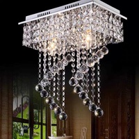 Luminaires de plafond modernes en forme carrée avec boule de cristal rotative pour couloir, allée, entrée, hôtel, restaurant, villa