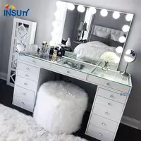 Beauty Slaon Furniture Set, Glass Top Vanity Table