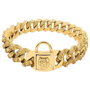 Collier pour animaux de compagnie en or, best-seller, chaîne cubaine 18K 32 mm, collier robuste pour petits chiens, pitbull américain, berger allemand - Product Image 3
