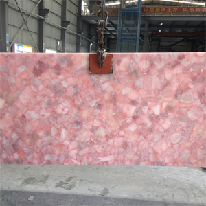 Paneles de Pared y Pisos de Cuarzo Rosa Natural, Losa de Cristal Rosa Pulido, Retroiluminado, Moderno, Ecológico e Impermeable - Product Image 6