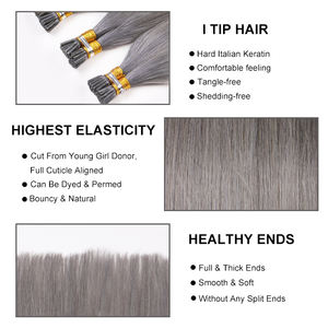 Venta al por mayor I U <span class=keywords><strong>K</strong></span> pelo de punta plana 100% cutícula en bruto alineados templo indio virgen extensiones de cabello humano recto rizado i-tip vendedores - Product Image 4