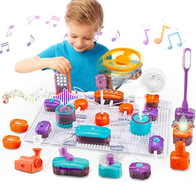 Children Science Assemble Toy STEM Educational Toys DIY Circuits Projects 53PCS Circuit Electronics Exploration Kits for Kids